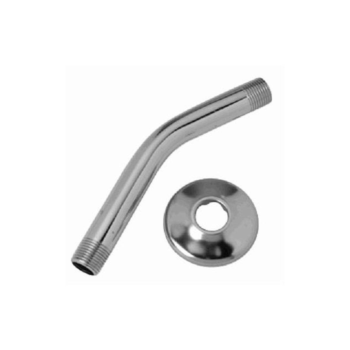 Master Plumber 1/2 In. Male Iron Pipe x 8 In. Chrome Finish Metal Shower Arm & Flange Master Plumber 1/2 In. Male Iron Pipe x 8 In. Chrome Finish Metal Shower Arm & Flange