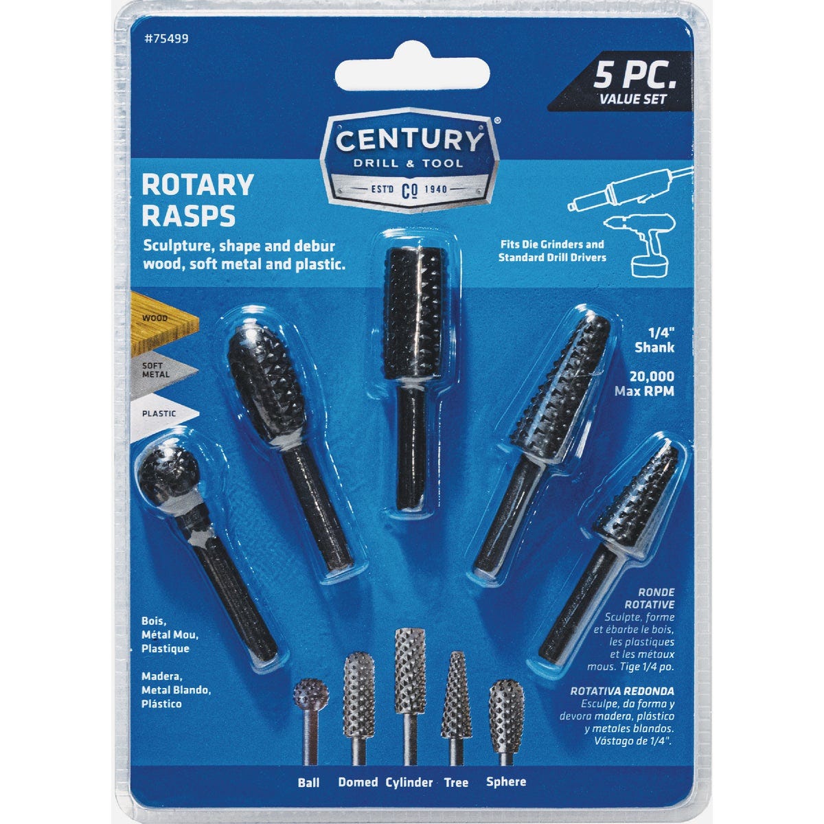 Century Drill & Tool Rotary Rasp Set (5-Piece) Century Drill & Tool Rotary Rasp Set (5-Piece)