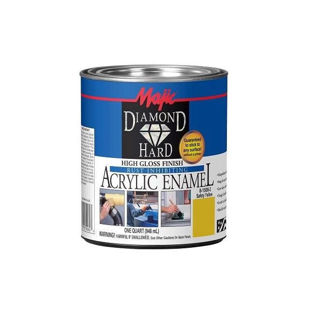 Majic Diamondhard Anti-Rust Acrylic Enamel Paint, High Gloss Safety Yellow, 1 Qt.