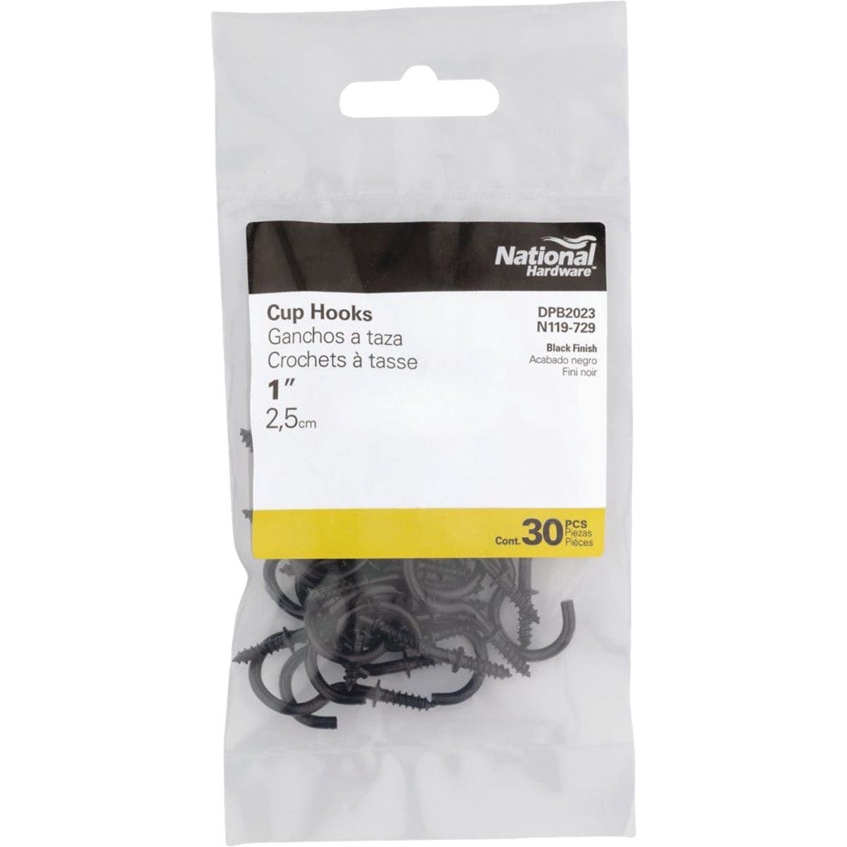 National Hardware 1 In. Black Cup Hook (30-Count) - photo 2