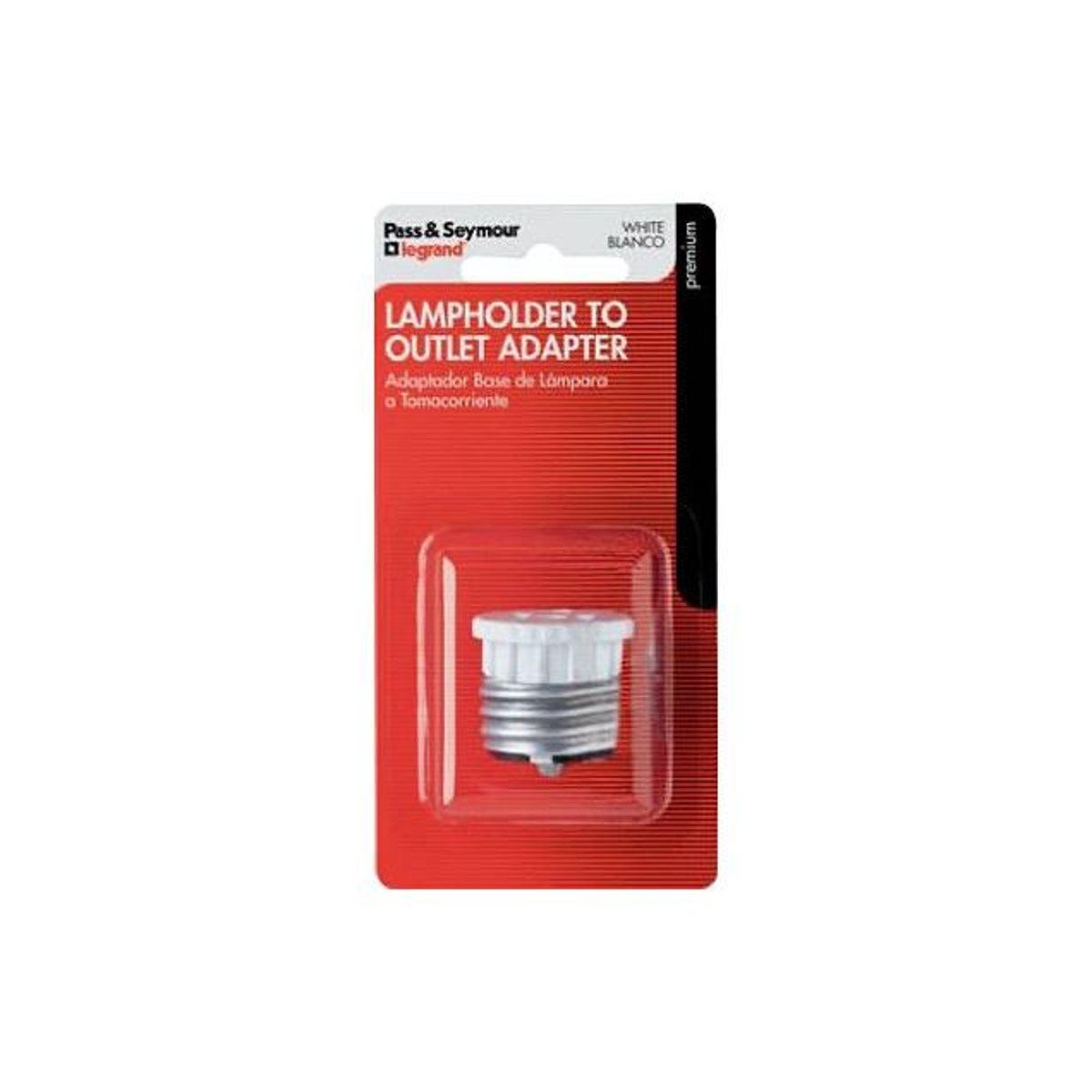 Legrand Pass & Seymour 600W 125V White Medium Base Lampholder Adapter