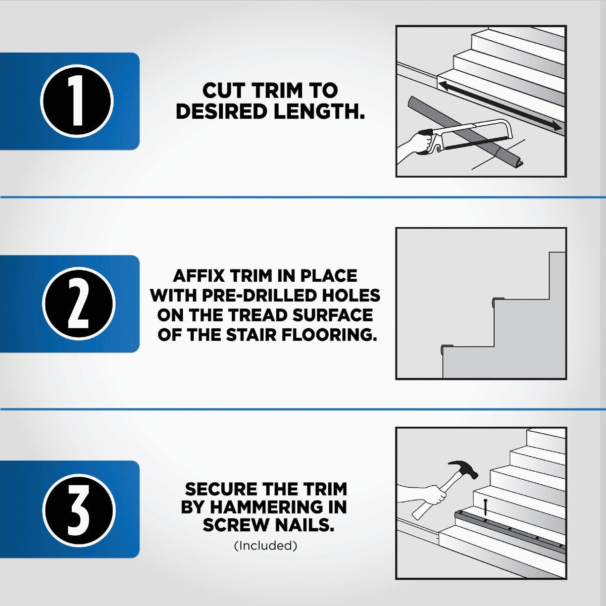 M-D Building Products 1-1/8 In. X 1-1/8 In. X 36 In. Pewter Aluminum Stair Edging with Screw Nails - photo 6 M-D Building Products 1-1/8 In. X 1-1/8 In. X 36 In. Pewter Aluminum Stair Edging with Screw Nails - photo 6