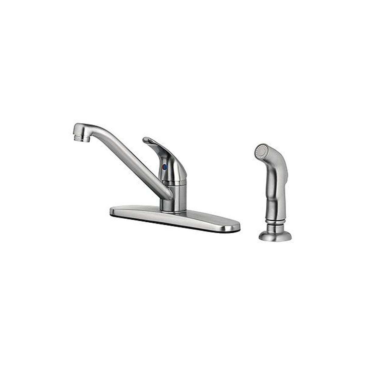 HomePointe 1-Lever PVD Brushed Nickel Kitchen Faucet with Side Spray