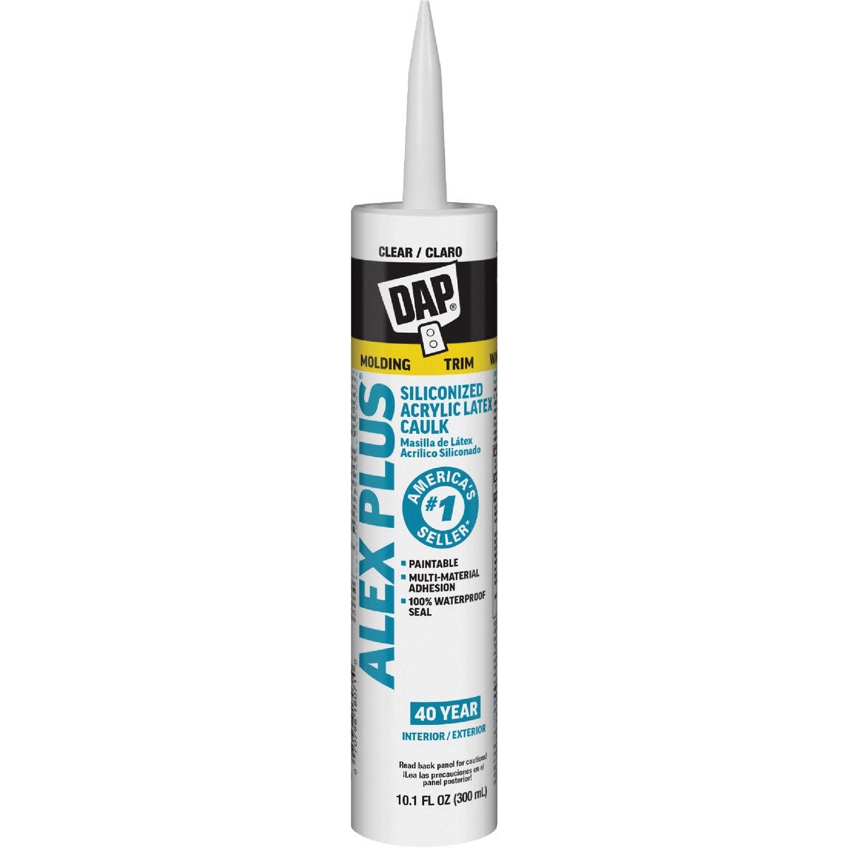 Dap Alex Plus 10.1 Oz. All Purpose Clear Siliconized Acrylic Latex Caulk Dap Alex Plus 10.1 Oz. All Purpose Clear Siliconized Acrylic Latex Caulk
