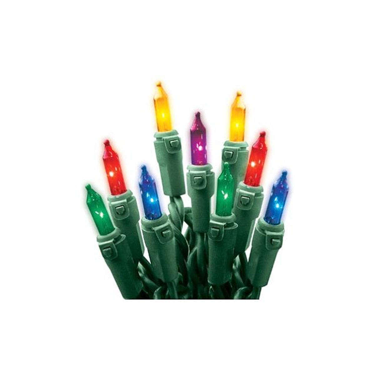 Holiday Wonderland Multi/Green Wire 100-Bulb Christmas String to String Light Set