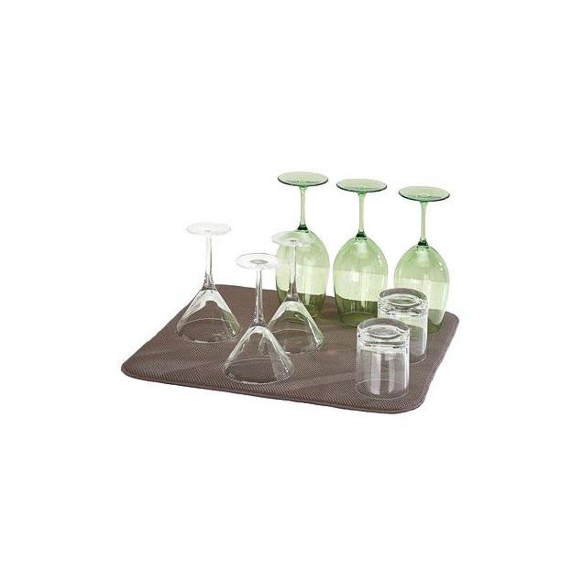 iDesign 18 In. x 16 In. Mocha/Ivory Microfiber Dish Drying Mat