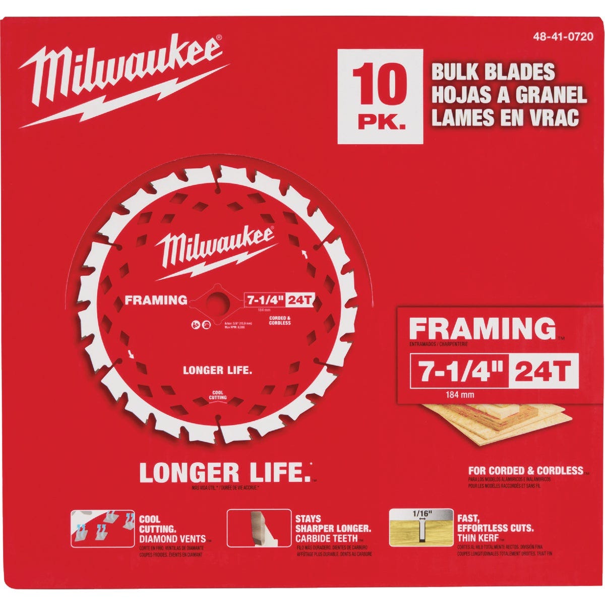 Milwaukee 7-1/4 In. 24-Tooth Framing Circular Saw Blade, Bulk - photo 2