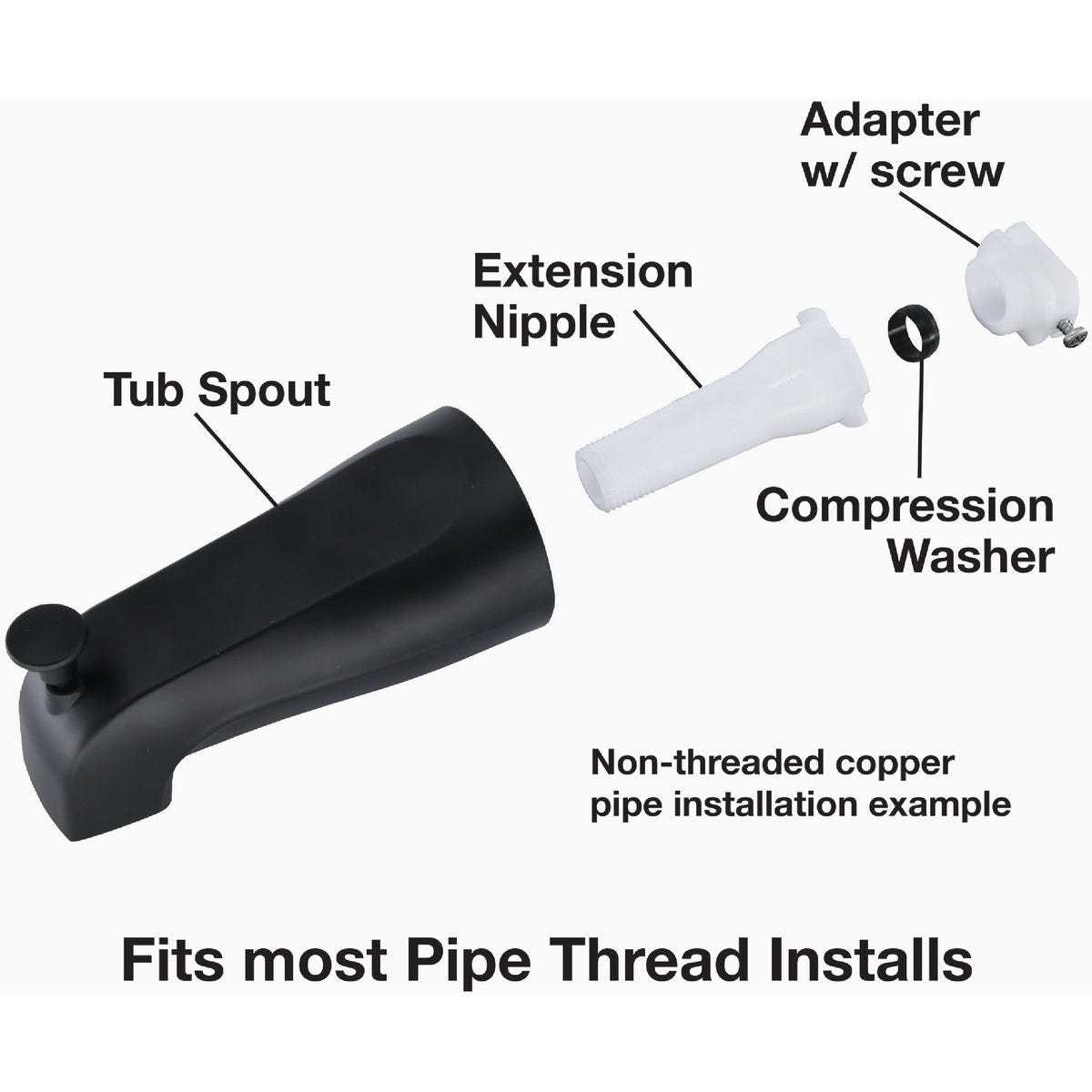 Danco Universal Matte Black Tub Spout with Diverter - photo 3 Danco Universal Matte Black Tub Spout with Diverter - photo 3