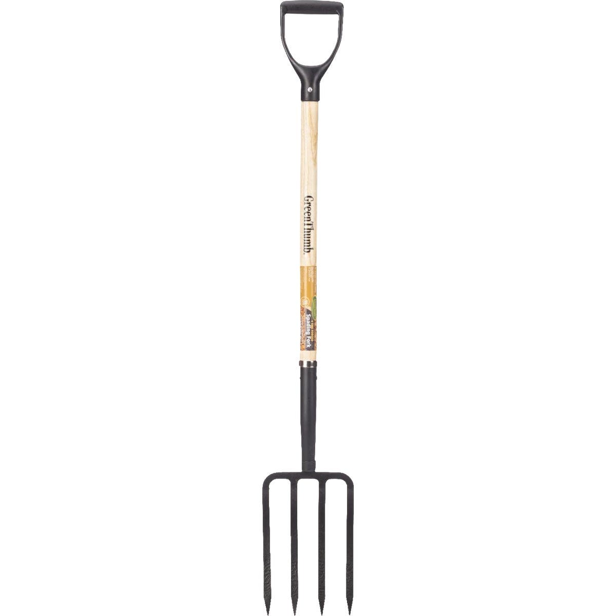Green Thumb 4-Tine Wood D-Handle Spading Fork Green Thumb 4-Tine Wood D-Handle Spading Fork