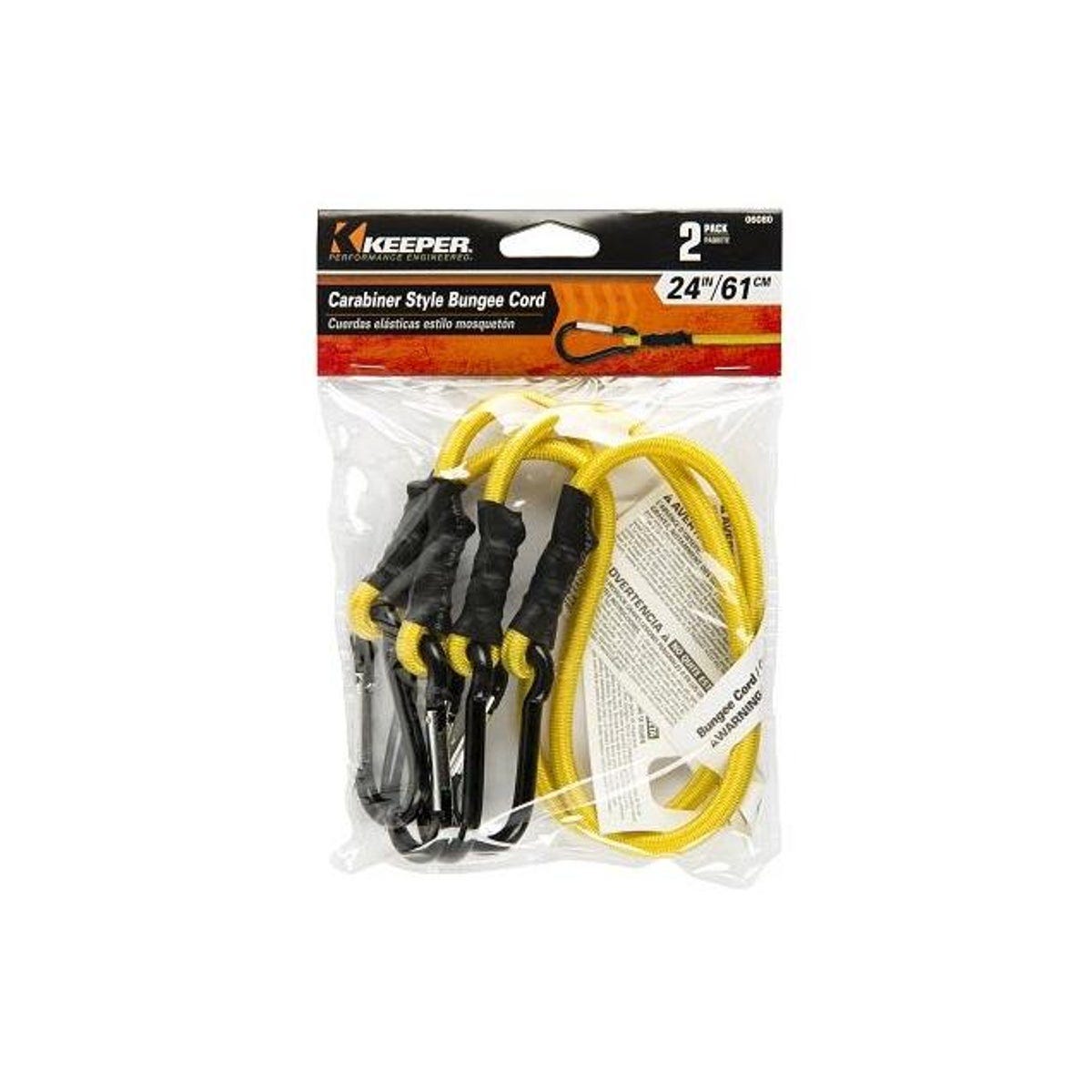 Keeper 24 In. Orange Bungee Cord with Mini Carabiner Hook (2-Pack)