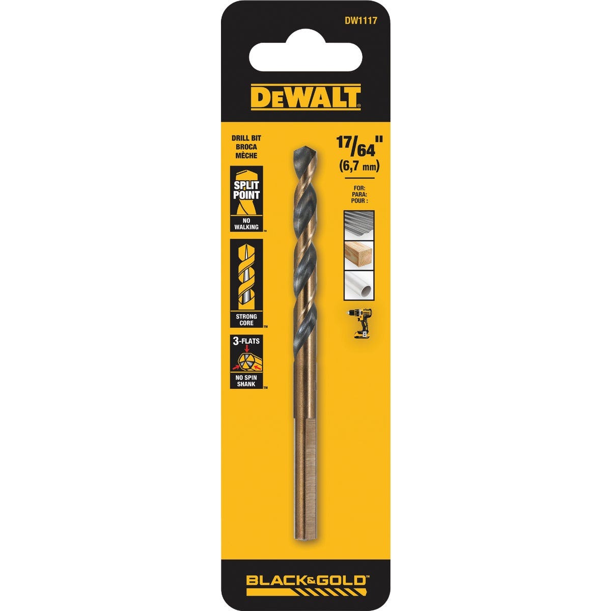 Dewalt Black and Gold 17/64 In. Split Point Twist Drill Bit - photo 2 Dewalt Black and Gold 17/64 In. Split Point Twist Drill Bit - photo 2