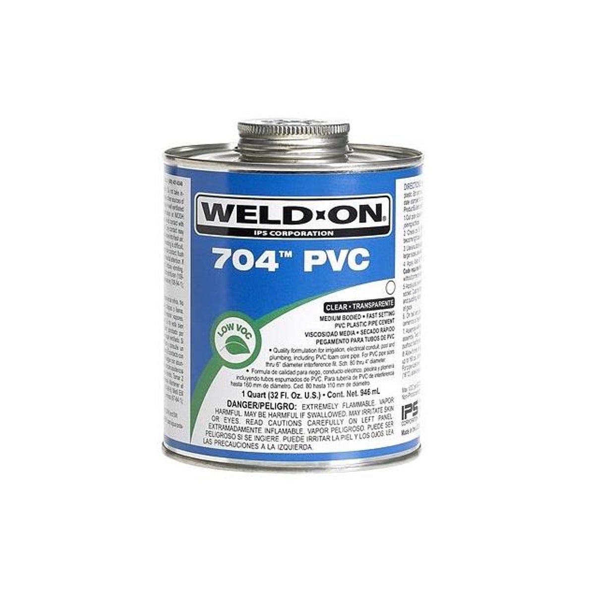 Weld-On 704 1 Qt. Clear Medium Bodied PVC Pipe Cement