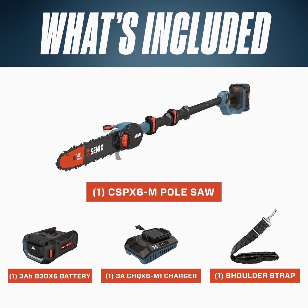 Senix X6 60V Max 10 In. Brushless Cordless Pole Saw Kit with 3.0 Ah Battery & Charger - photo 6 Senix X6 60V Max 10 In. Brushless Cordless Pole Saw Kit with 3.0 Ah Battery & Charger - photo 6