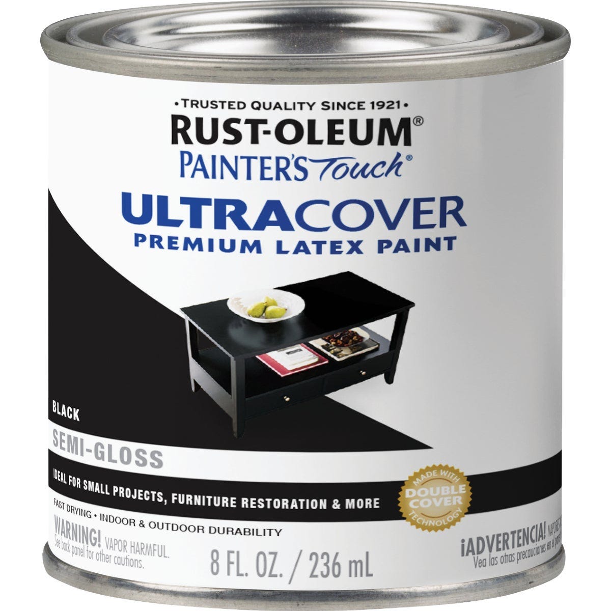 Rust-Oleum Painter's Touch 2X Ultra Cover Premium Latex Paint, Semi-Gloss Black, 1/2 Pt. - photo 2