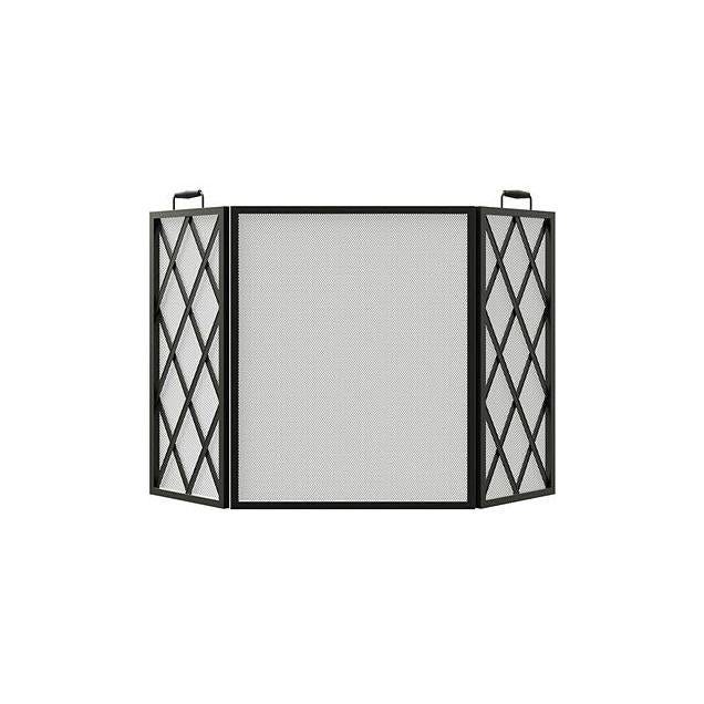 Panacea 3-Panel Black Diamond-Style Open Hearth Fireplace Screen