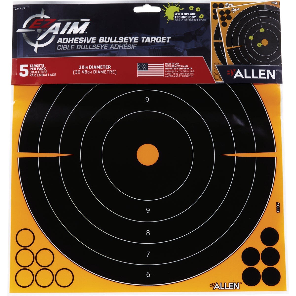 Allen EZ Aim 12 In. Dia Splash Reactive Adhesive Bullseye Target (5-Pack) - photo 2 Allen EZ Aim 12 In. Dia Splash Reactive Adhesive Bullseye Target (5-Pack) - photo 2
