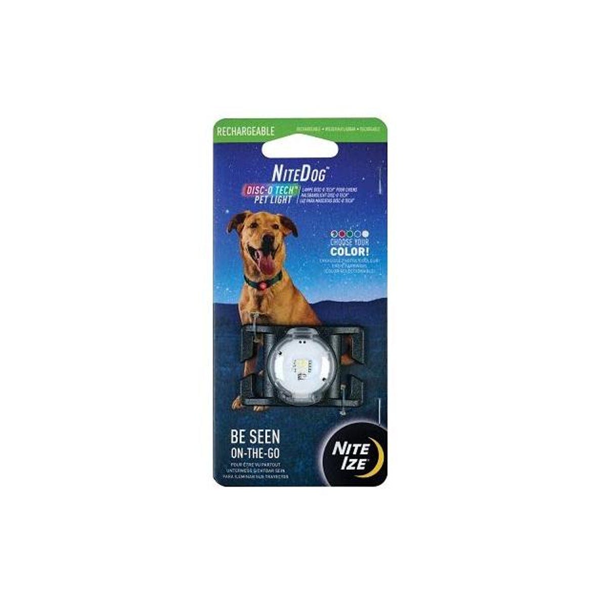 Nite Ize NiteDog Disc-O Tech Multi Color Rechargeable Pet Light