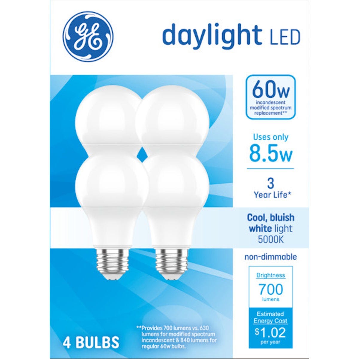 GE 60W Equivalent Daylight A19 Medium Base LED Light Bulb (4-Pack) - photo 2 GE 60W Equivalent Daylight A19 Medium Base LED Light Bulb (4-Pack) - photo 2