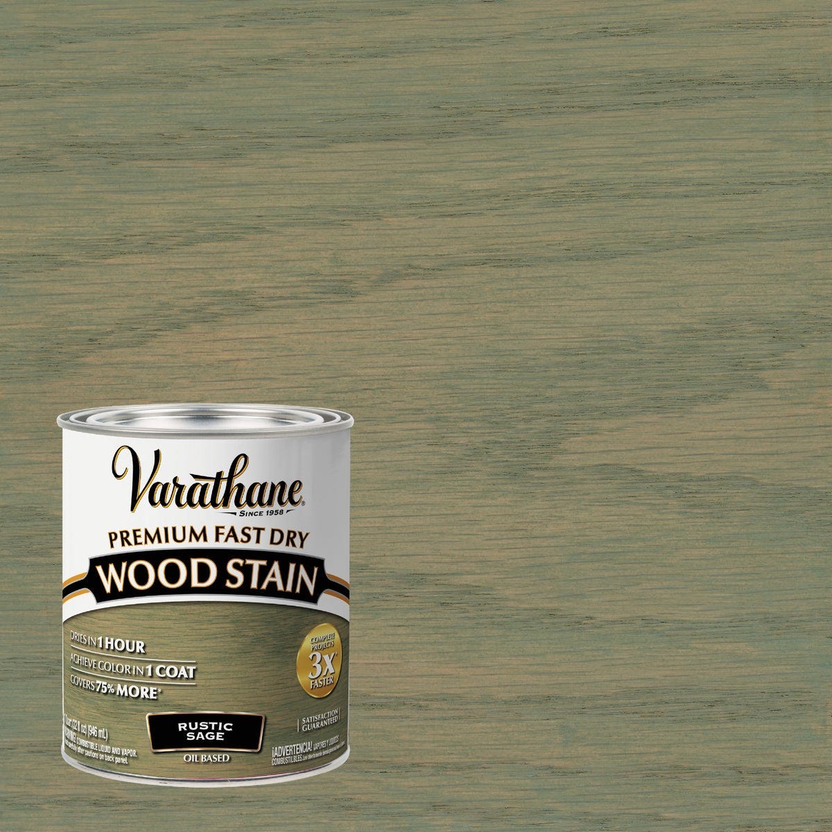 Varathane Fast Dry Rustic Sage Urethane Modified Alkyd Interior Wood Stain, 1 Qt.
