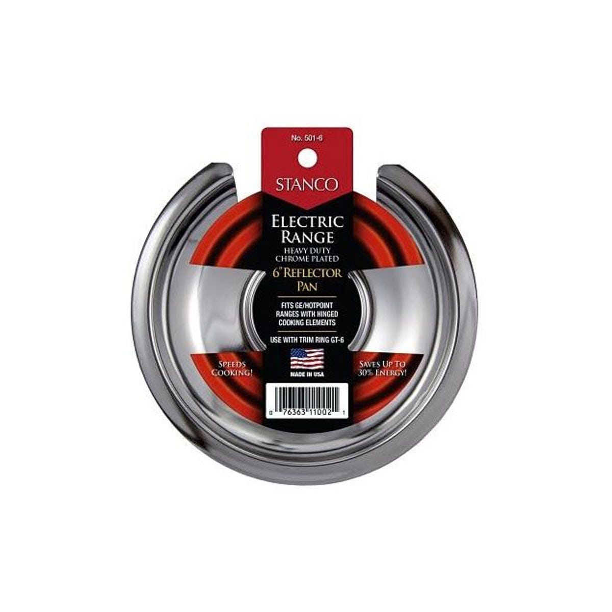 Stanco 6 In. Chrome Hinged-Element Electric Range Reflector Pan Stanco 6 In. Chrome Hinged-Element Electric Range Reflector Pan