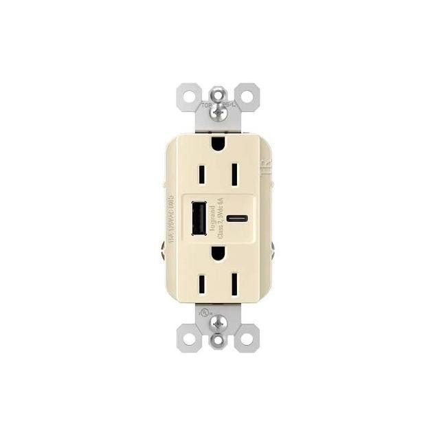 Legrand Pass & Seymour 15A 6A Type A/C USB In-Wall Charger Duplex Outlet, Light Almond Legrand Pass & Seymour 15A 6A Type A/C USB In-Wall Charger Duplex Outlet, Light Almond