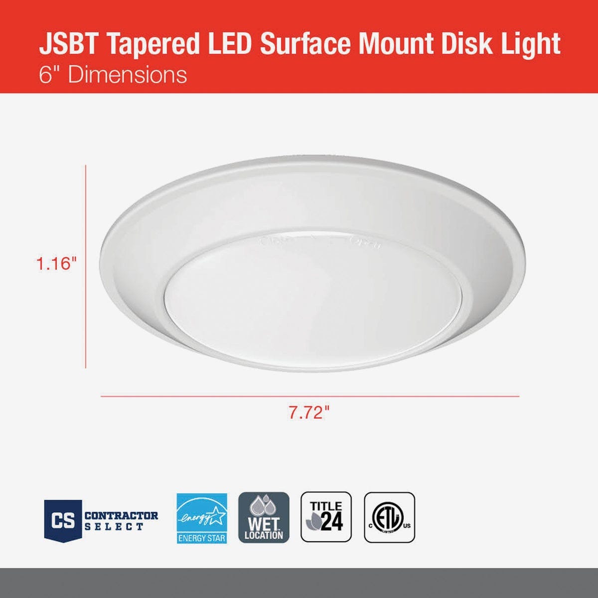 Juno SlimBasics JSBT 6 In. CCT Tapered LED Surface Mount Disk Light - photo 8 Juno SlimBasics JSBT 6 In. CCT Tapered LED Surface Mount Disk Light - photo 8