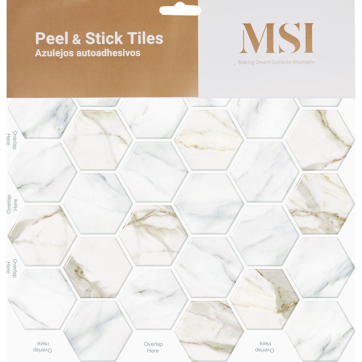 MSI 10 In. x 10 In. Gel Peel and Stick Wall Tile, Vespian Marble Hex