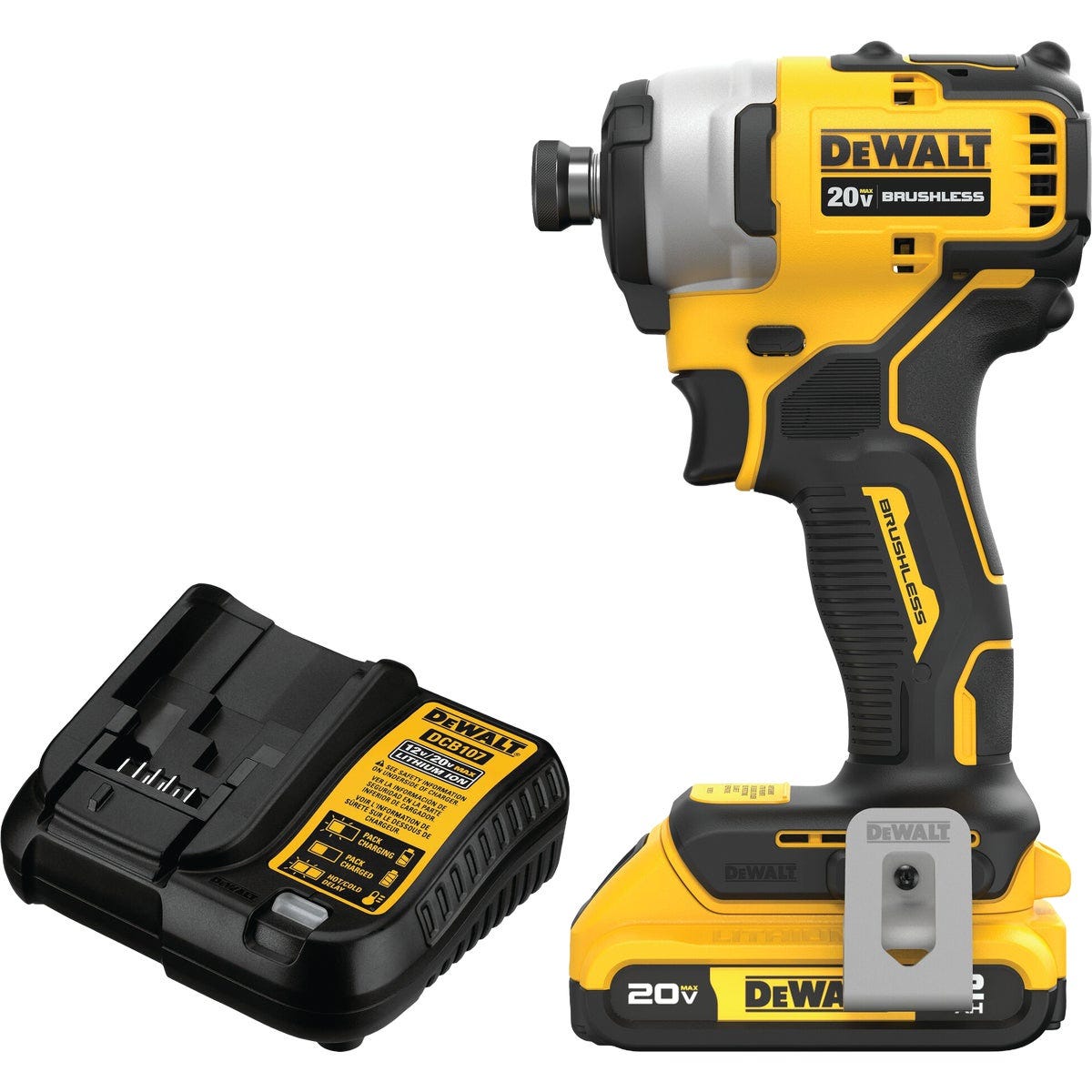 DEWALT ATOMIC 20V MAX Brushless 1/4 In. Compact Cordless Impact Driver Kit with 2.0 Ah Battery & Charger DEWALT ATOMIC 20V MAX Brushless 1/4 In. Compact Cordless Impact Driver Kit with 2.0 Ah Battery & Charger