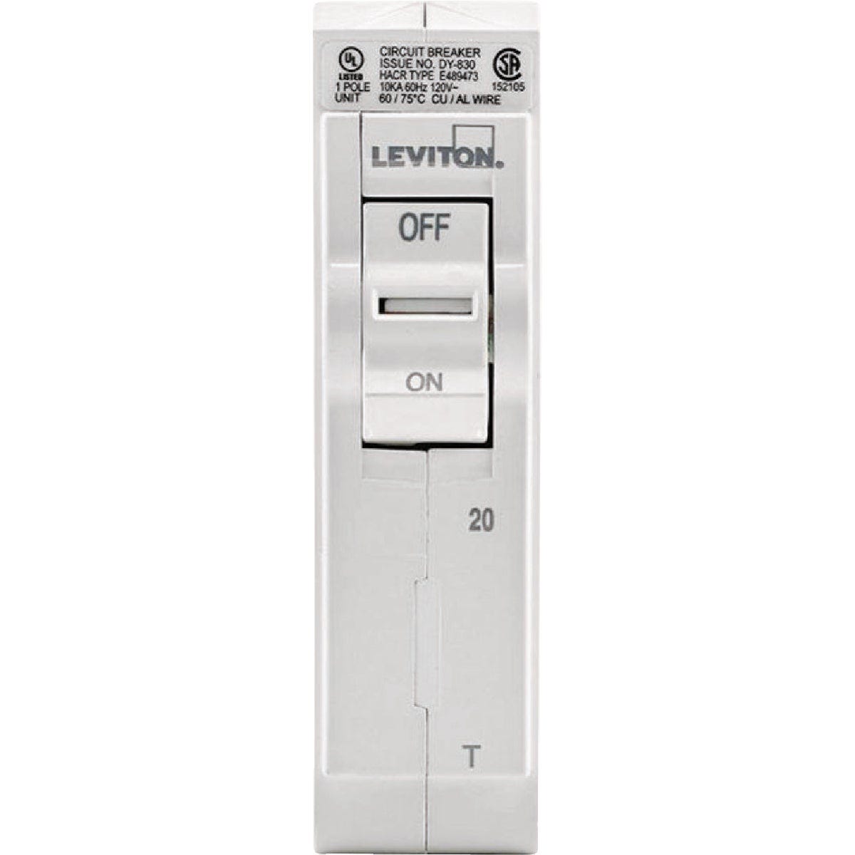 Leviton 20A Single-Pole Plug-On Standard Branch Thermal Magnetic Trip Circuit Breaker - photo 2 Leviton 20A Single-Pole Plug-On Standard Branch Thermal Magnetic Trip Circuit Breaker - photo 2