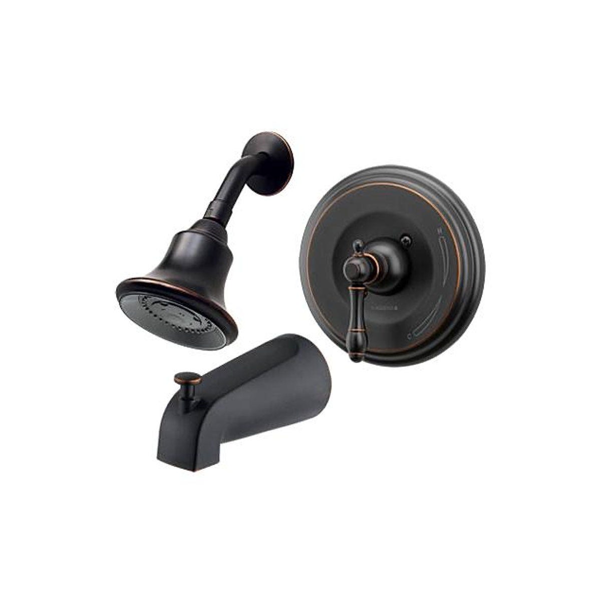 HomePointe Single Metal Lever Handle Vintage Brushed Bronze Finish Tub & Shower Faucet