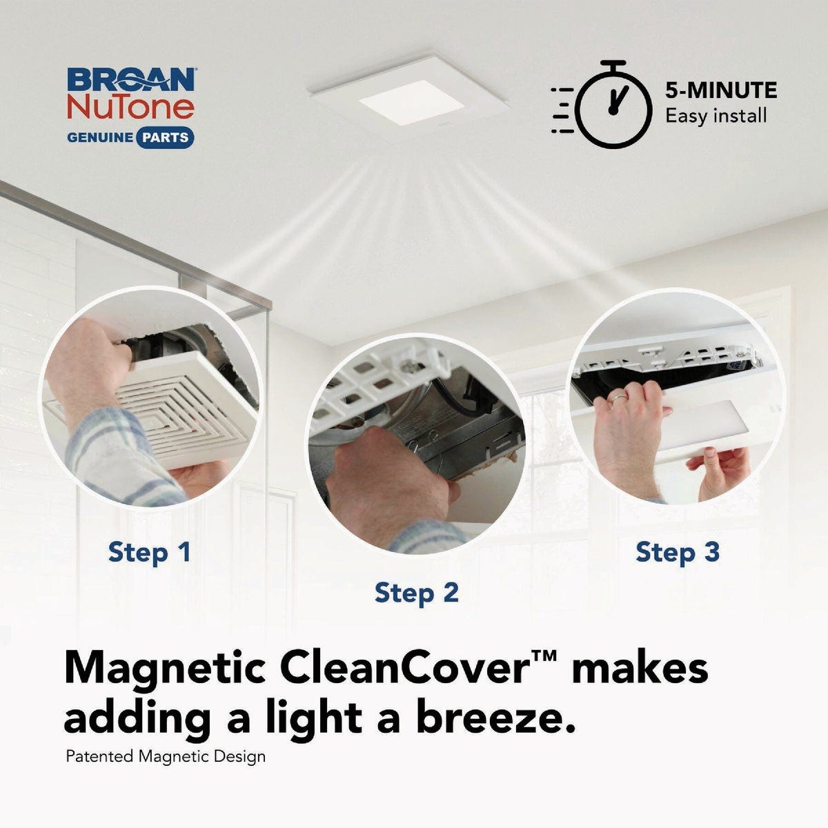 Broan-NuTone CleanCover 12 In. x 12 In. Magnetic LED Bath Exhaust Fan Grille - photo 3 Broan-NuTone CleanCover 12 In. x 12 In. Magnetic LED Bath Exhaust Fan Grille - photo 3