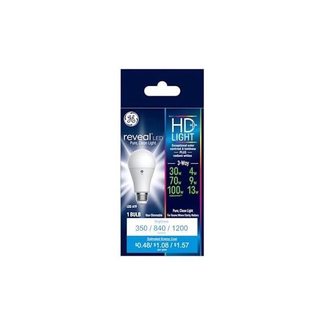GE 4/9/13W A21 Medium Base 3-Way Reveal HD+ LED Light Bulb GE 4/9/13W A21 Medium Base 3-Way Reveal HD+ LED Light Bulb