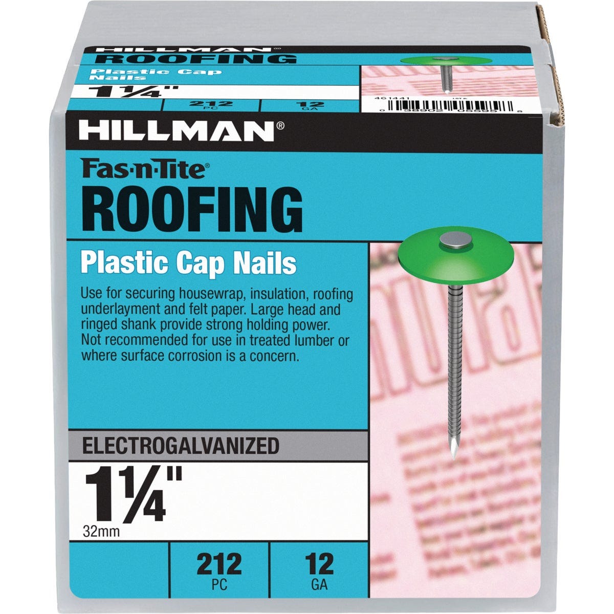 Hillman Fas-n-Tite 1-1/4 In. Electrogalvanized Plastic Cap Roofing Nails (212-Count) Hillman Fas-n-Tite 1-1/4 In. Electrogalvanized Plastic Cap Roofing Nails (212-Count)