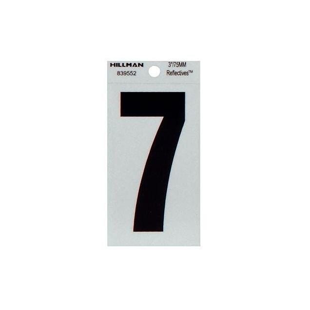 Hillman 3 In. Vinyl Black Reflective Adhesive Number, 7