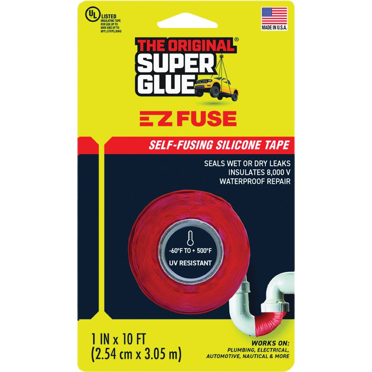Super Glue 1 In. x 10 Ft. E-Z Fuse Silicone Tape, Red Super Glue 1 In. x 10 Ft. E-Z Fuse Silicone Tape, Red