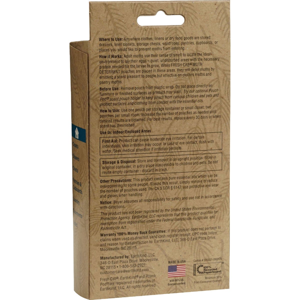 EarthKindFresh Cab 30 to 60-Day Natural Moth Repellent Refill Pouch (2-Pack) - photo 3