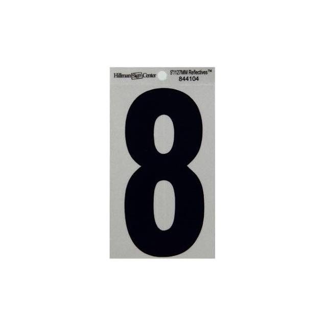 Hillman 5 In. Vinyl Black & Silver Reflective Adhesive Number, 8 Hillman 5 In. Vinyl Black & Silver Reflective Adhesive Number, 8
