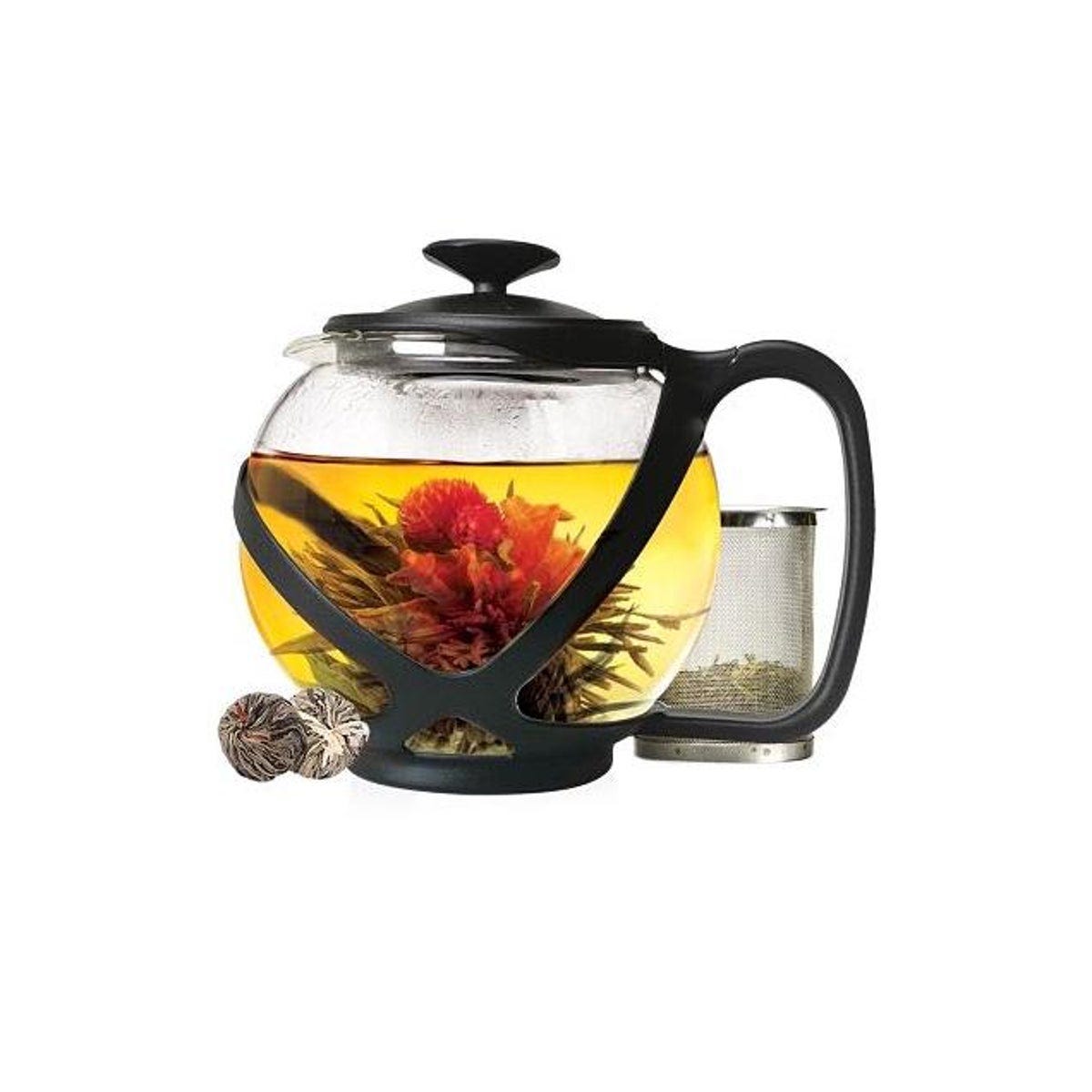 Epoca Primula Tempo 40 Oz. Glass/Black Plastic Teapot & Infuser