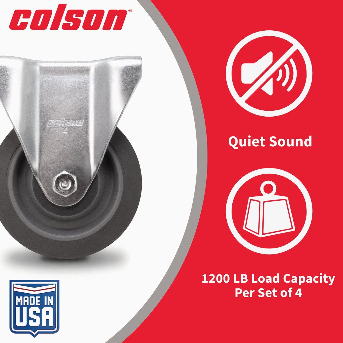 Colson 4 In. Gray TPR Rigid Plate Caster - photo 3