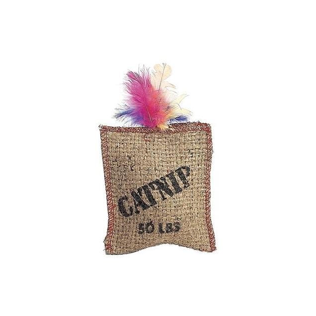 Spot Jute & Feather Sack Cat Toy With Catnip