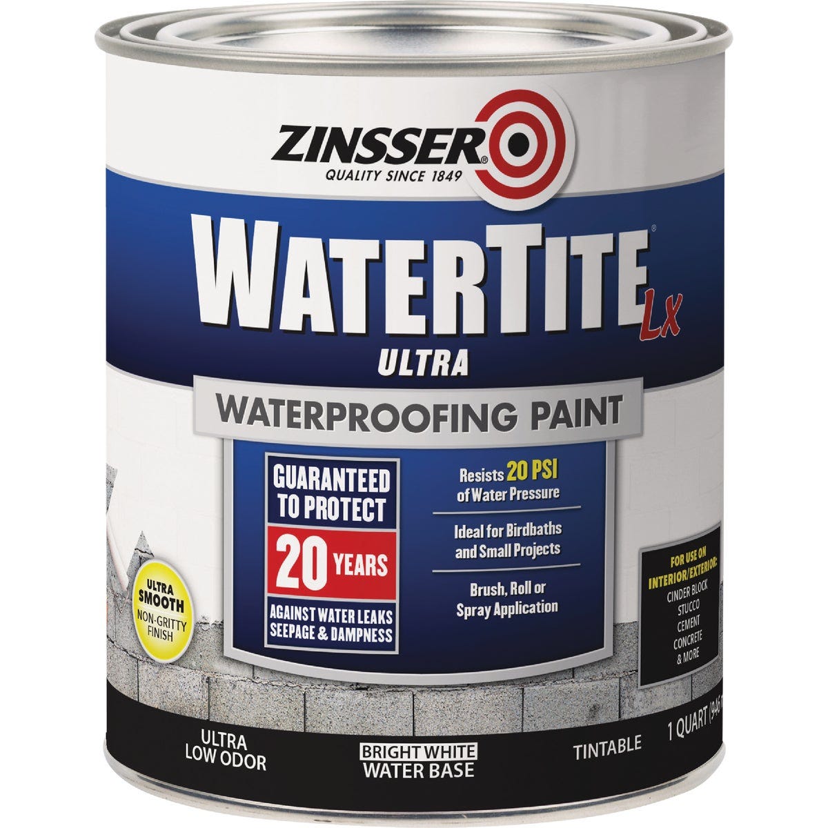Zinsser WaterTite LX Ultra 1 Qt. Mold & Mildew Proof Bright White Waterproofing Paint - photo 2