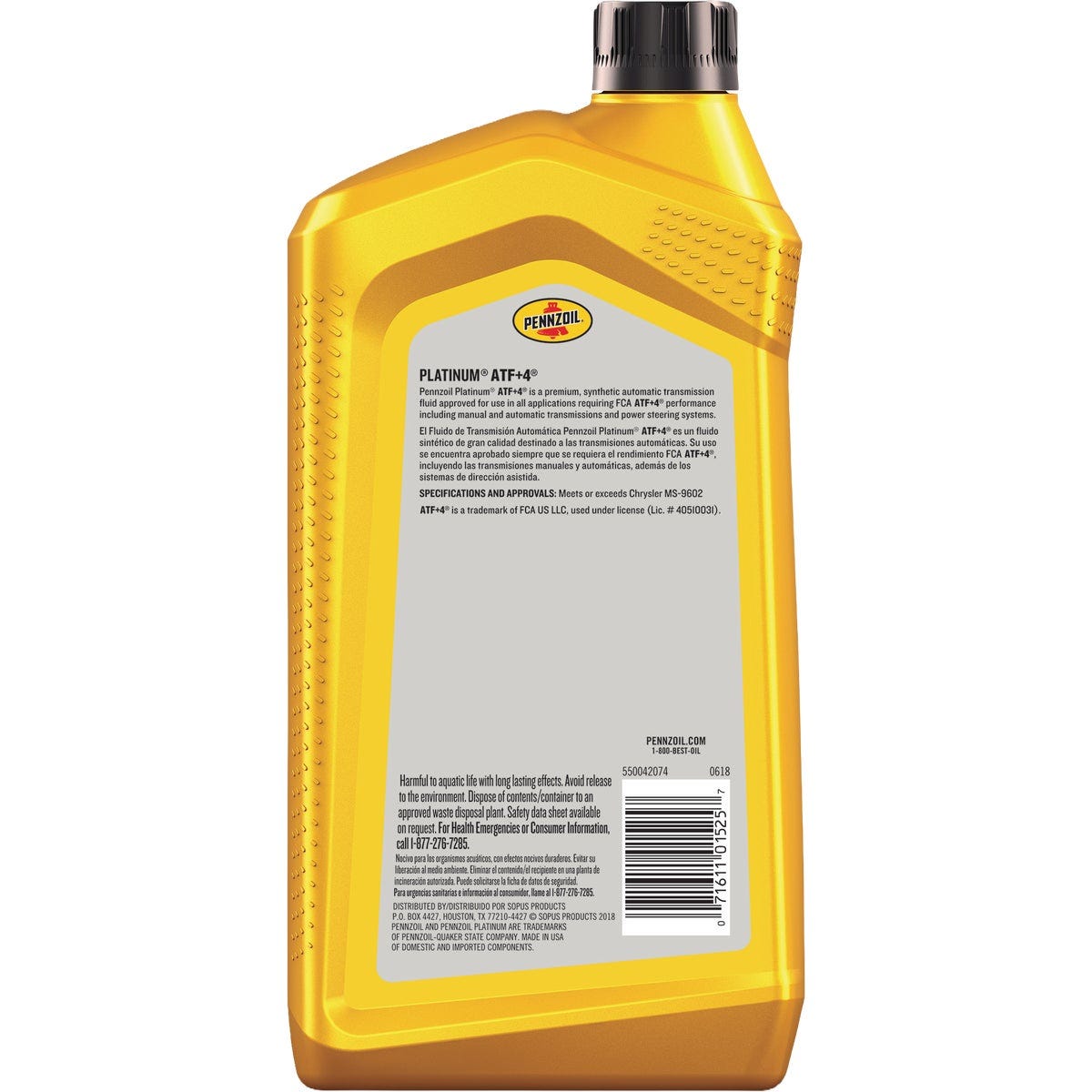Pennzoil Platinum 1 Qt. ATF+4 Automatic Transmission Fluid - photo 3