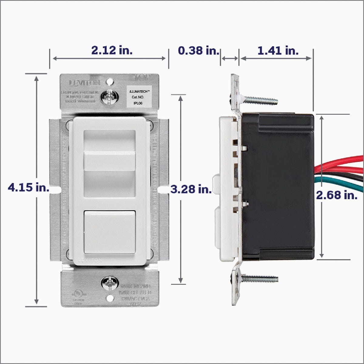 Leviton Decora IllumaTech Incandescent/Halogen/LED White Slide Dimmer Switch - photo 6