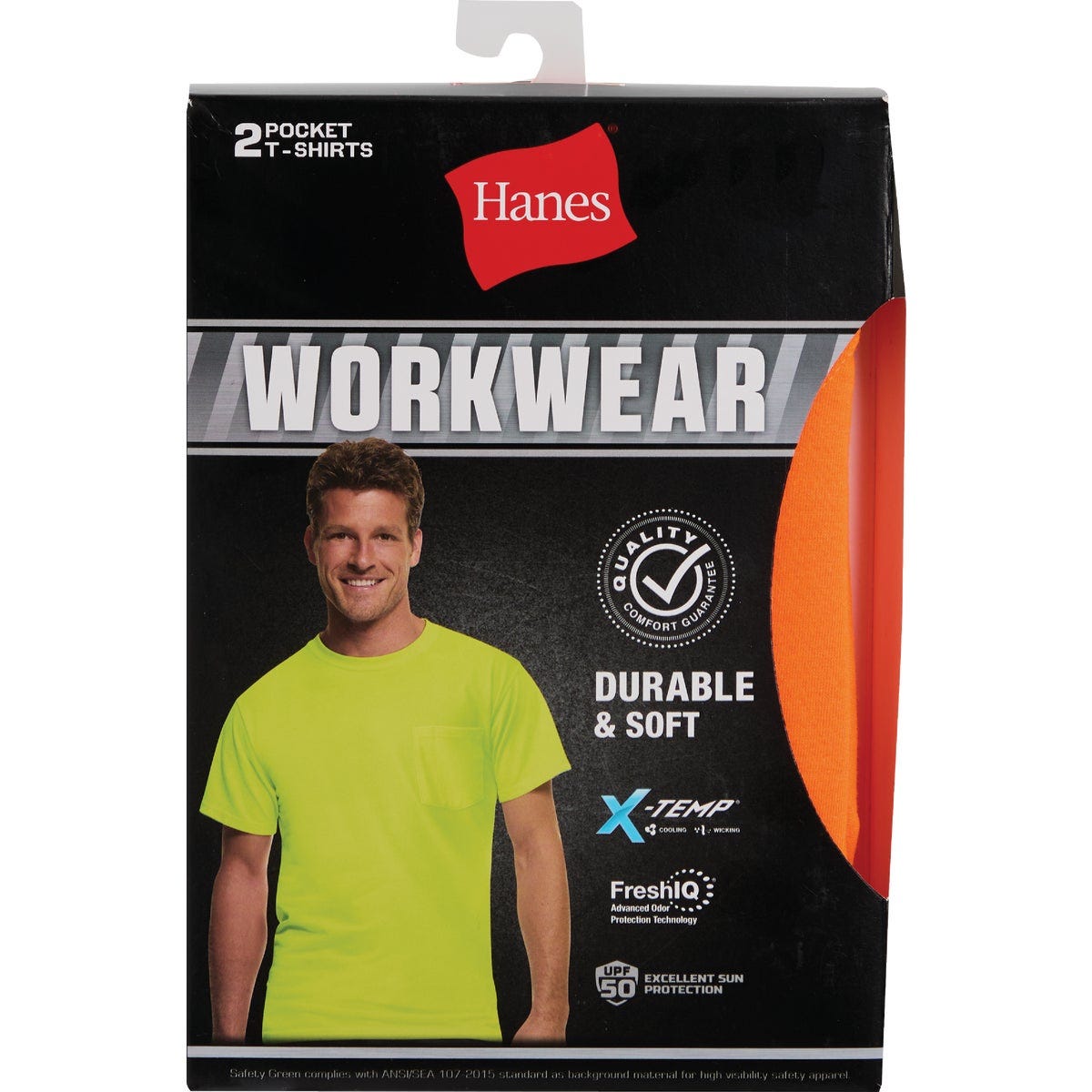 Hanes Men's Large Safety Orange Workwear T-Shirt (2-Pack) - photo 2