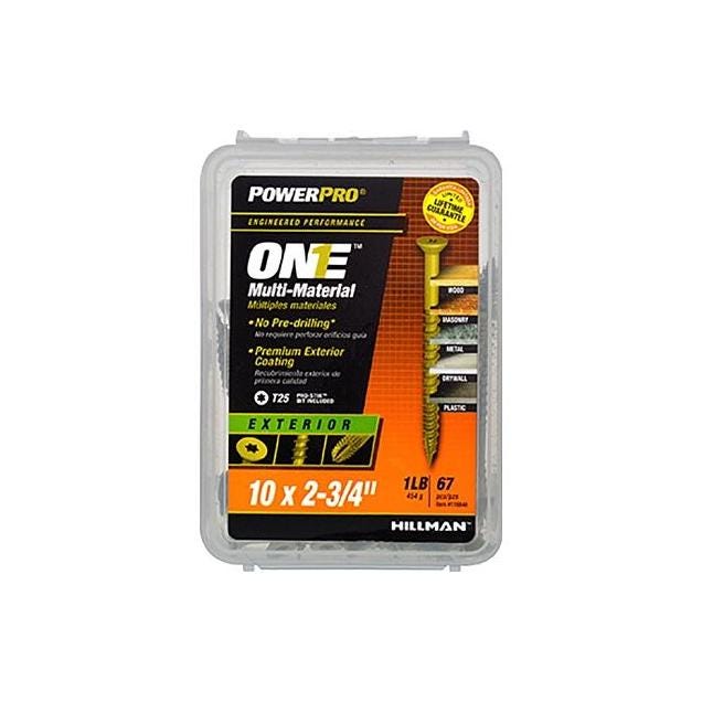 Hillman Power Pro One Exterior Screws, Flat Head, Bronze Epoxy Coated, #10 x 2-3/4 In. (69-Pack)
