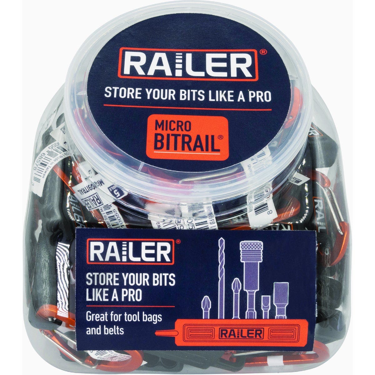 Railer 5-Hole Micro Bitrail Black Bit Holder Storage Organizer with Carabiner - photo 2