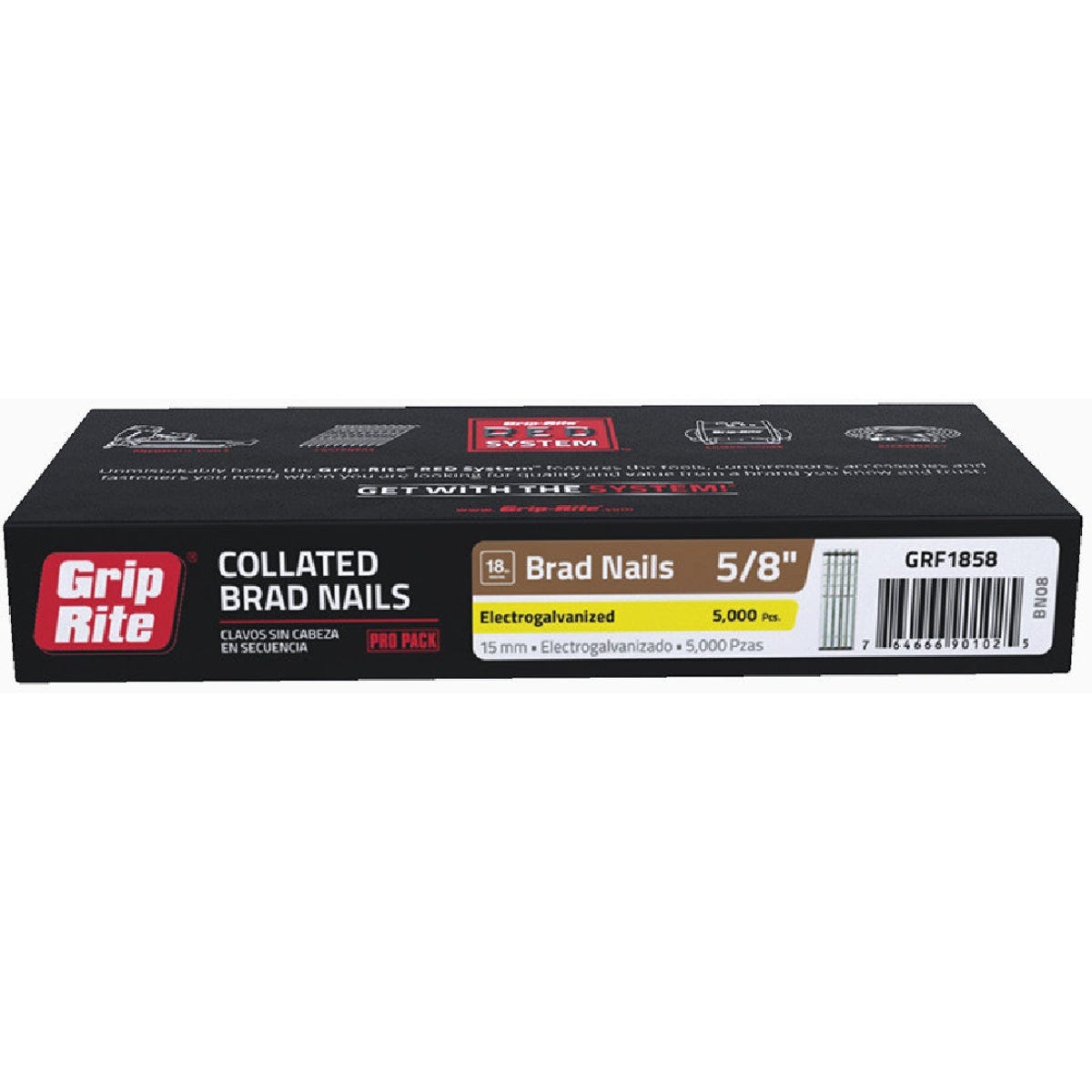 Grip-Rite 5/8 In. 18-Gauge Electrogalvanized Collated Brad Nails (5000 Ct.) Grip-Rite 5/8 In. 18-Gauge Electrogalvanized Collated Brad Nails (5000 Ct.)