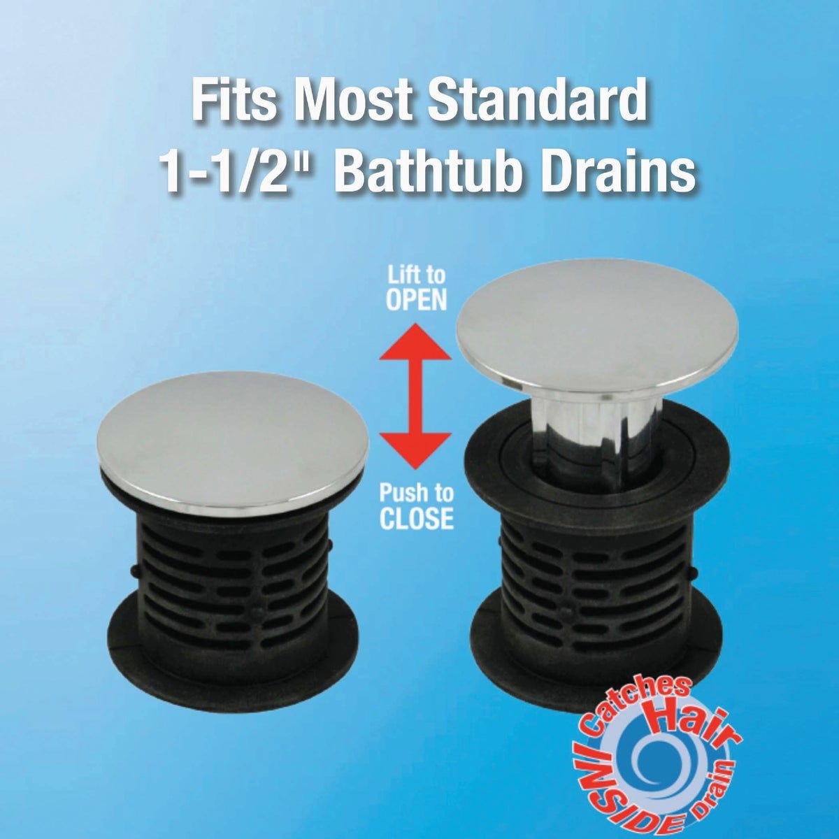 Danco 1-1/2 In. 2-in-1 Hair Catcher and Tub Drain Strainer with Chrome Finish - photo 4