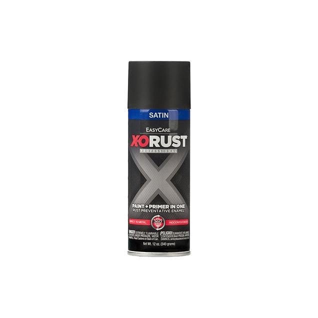 EasyCare X-O Rust 12 oz. Anti-Rust Enamel Spray Paint & Primer, Black Satin
