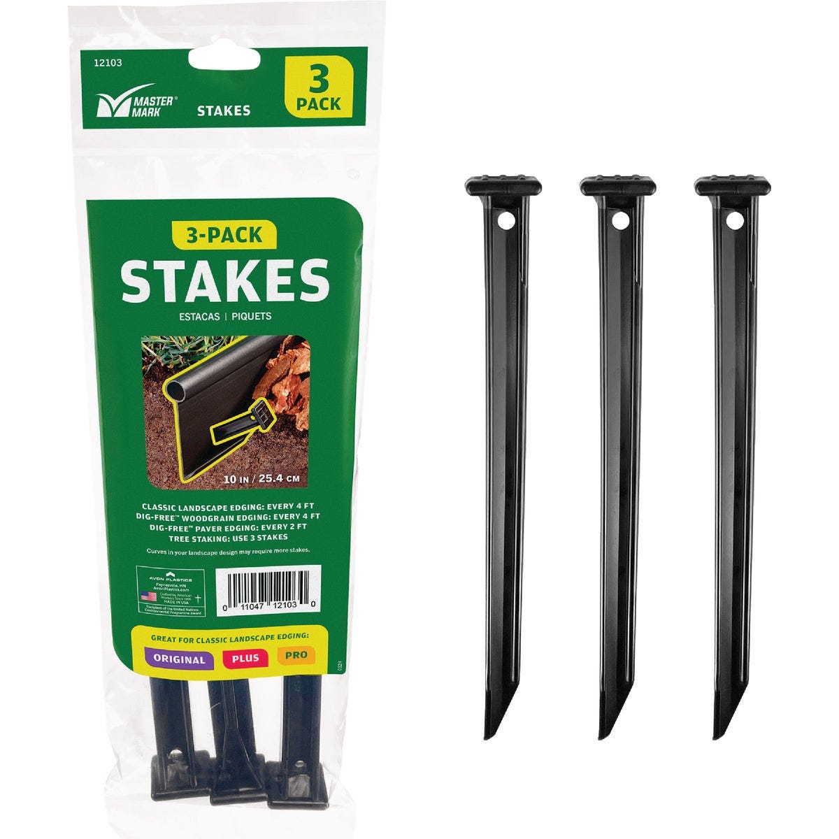 Master Mark 10 In. ABS Black Multipurpose Landscape Stakes (3-Pack)